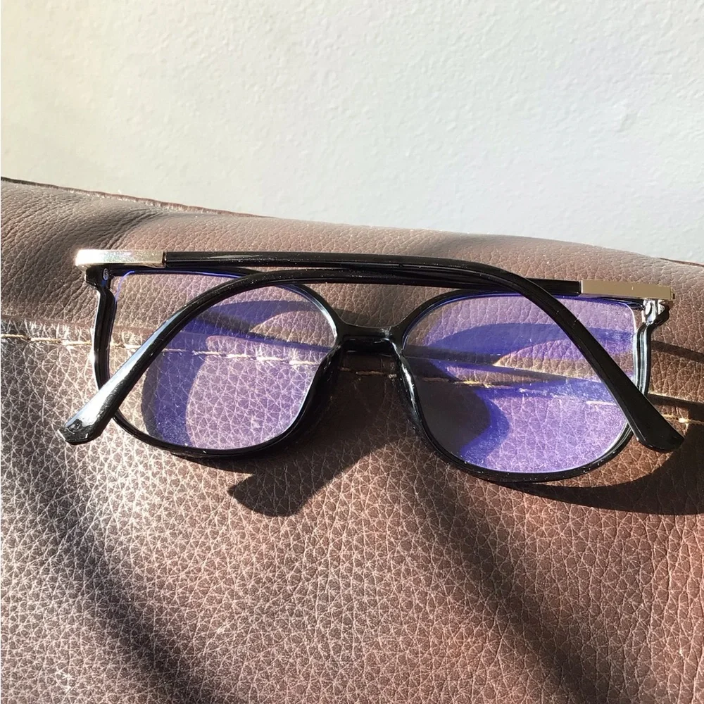 Black Glittery Square Bluelight Eyeglasses